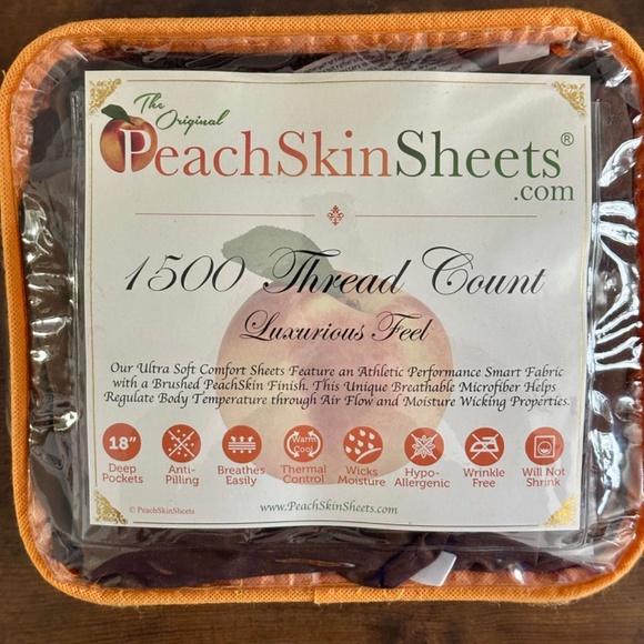 PeachSkinSheets Chocolate Sheet Set 1500tc Level of Softness Soft Cool Queen - Picture 6 of 7